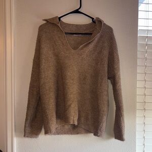 dh NEW YORK Tan V-Neck Sweater